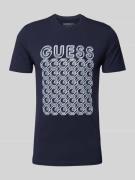 Guess T-Shirt mit Label-Print Modell 'CHAIN' in Marine, Größe L