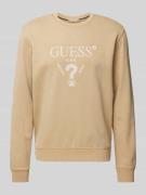 Guess Sweatshirt mit Label-Print Modell 'TREATED' in Mud, Größe L