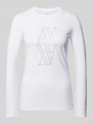 ARMANI EXCHANGE Longsleeve mit Strasssteinbesatz in Offwhite, Größe L