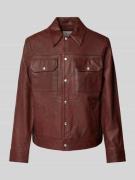 Scotch & Soda Lederjacke mit Umlegekragen Modell 'Trucker' in Cognac, ...