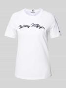 Tommy Hilfiger T-Shirt mit Label-Stitching Modell 'SCRIPT' in Weiss, G...