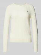 POLO RALPH LAUREN Pullover mit Zopfmuster Modell 'JULIANNA' in Ecru, G...