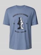 ARMANI EXCHANGE T-Shirt mit Label-Print in Rauchblau, Größe L