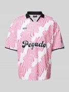 Pegador Regular Fit Poloshirt mit Label-Print in Pink, Größe XL