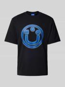 Hugo Blue T-Shirt mit Label-Print Modell 'Nakoree' in Black, Größe L