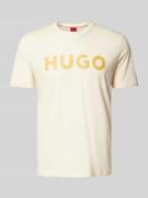 HUGO T-Shirt mit Label-Print Modell 'DULIVIO' in Beige, Größe L