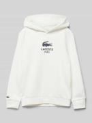 Lacoste Hoodie mit Label-Print in Offwhite, Größe 140