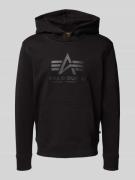 Alpha Industries Hoodie mit Label-Print in Black, Größe S