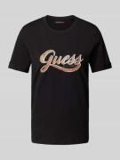 Guess T-Shirt mit Label-Print in Black, Größe M