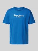 Pepe Jeans T-Shirt mit Label-Print Modell 'EGGO' in Jeansblau, Größe L