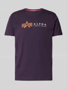 Alpha Industries T-Shirt mit Label-Print in Pflaume, Größe M