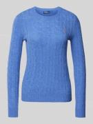 POLO RALPH LAUREN Pullover mit Zopfmuster Modell 'JULIANNA' in Blau, G...