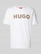 HUGO T-Shirt mit Label-Print Modell 'Dulivio' in Weiss, Größe L