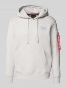 Alpha Industries Hoodie mit Label-Patch in Hellgrau, Größe L