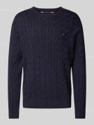 Tommy Hilfiger Strickpullover mit Zopfmuster in Marine, Größe L