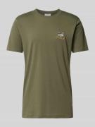 Lindbergh T-Shirt mit Motiv-Stitching in Khaki, Größe L