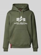 Alpha Industries Hoodie mit Label-Print in Dunkelgruen, Größe S