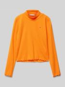 Tommy Hilfiger Teens Longsleeve in Ripp-Optik mit Stehkragen in Orange...