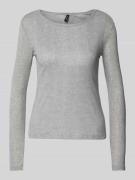 Vero Moda Slim Fit Langarmshirt mit feinem Lochmuster in Hellgrau, Grö...