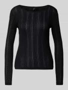 Vero Moda Slim Fit Langarmshirt mit feinem Lochmuster in Black, Größe ...