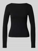 Jake*s Casual Longsleeve mit U-Boot-Ausschnitt in Black, Größe L