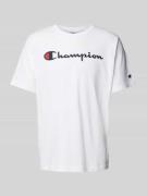 CHAMPION T-Shirt mit Label-Print in Weiss, Größe L