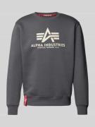 Alpha Industries 'BASIC SWEATER' mit Logo-Print in Dunkelgrau, Größe L