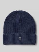 Knowledge Cotton Apparel Beanie mit Umschlag und Label-Patch in Marine...