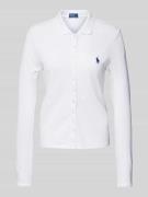 Polo Ralph Lauren Slim Fit Poloshirt mit Label-Stitching in Weiss, Grö...