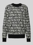 Versace Jeans Couture Strickpullover mit gerippten Abschlüssen in Blac...