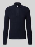 HECHTER PARIS Strickpullover mit Stehkragen in Marine, Größe XXL