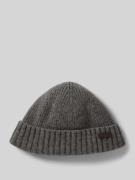 Barbour Beanie mit Label-Badge in Graphit, Größe One Size