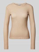 Jake*s Casual Longsleeve mit Strukturmuster in Sand, Größe L