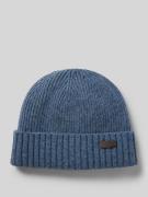 Barbour Beanie mit Label-Badge in Blau, Größe One Size