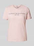 Tommy Hilfiger T-Shirt mit Label-Print in Rosa, Größe L