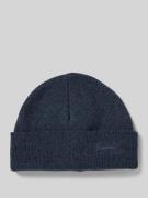 Superdry Beanie mit breitem Umschlag und Logo-Stitching in Marine Mela...