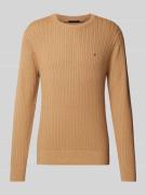 Tommy Hilfiger Slim Fit Strickpullover mit Fischgrät-Struktur in Camel...