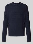 SELECTED HOMME Strickpullover mit gerippten Abschlüssen in Marine, Grö...