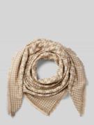 Kurt Beines Schal mit Fransen Modell 'Houndstooth Triangular' in Beige...