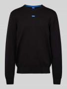 Hugo Blue Strickpullover mit Logo-Stitching Modell 'San Cosmo' in Blac...