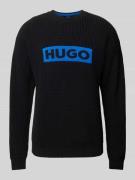 Hugo Blue Strickpullover mit Label-Stitching Modell 'Seylo' in Black, ...