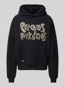 PEQUS Hoodie mit Label-Print in Black, Größe L