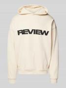 REVIEW Hoodie mit Kapuze in Ecru, Größe L