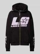 LOVE SCARS Sweatjacke mit Label-Print Modell 'Star' in Black, Größe L