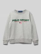 POLO SPORT Sweatshirt mit Label-Print in Mittelgrau Melange, Größe L