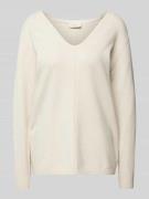 FREE/QUENT Strickpullover mit V-Ausschnitt Modell 'Claura' in Beige, G...