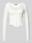 Gina Tricot Longsleeve mit Spitzenbesatz in Offwhite, Größe M