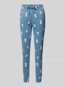 Jake*s Casual Tapered Fit Pyjama-Hose mit Motiv-Print in Jeansblau, Gr...