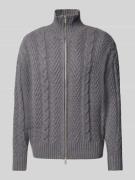 JAKE*S STUDIO MEN Strickjacke mit Stehkragen in Mittelgrau Melange, Gr...