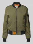 Original Bombers Bomberjacke mit Label-Stitching in Khaki, Größe L